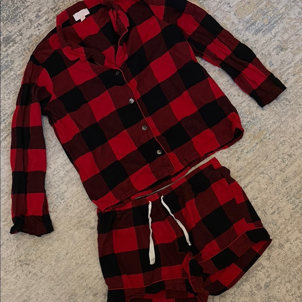 GAP Red and Black Plaid Pajama Set